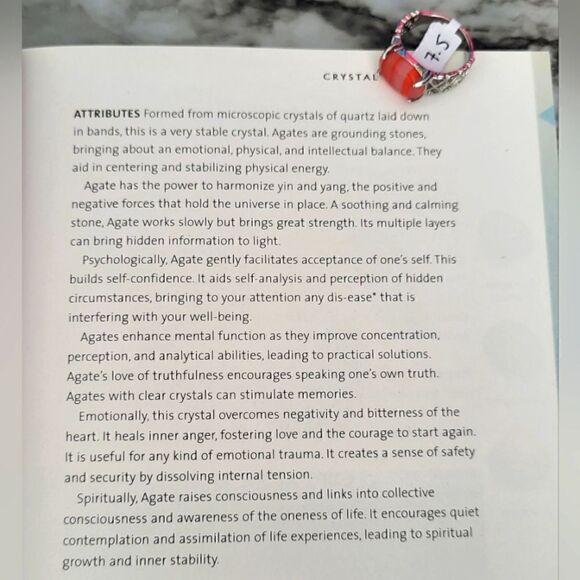 Natural Crystal Agate Silver Plated Basic Victorian Style Band Ring Size 7.5 - Picture 8 of 17